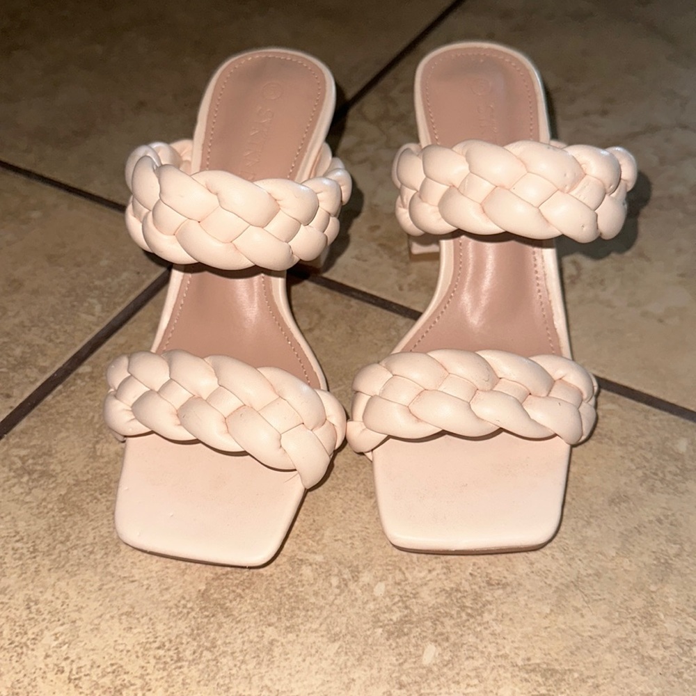 Braided sandal heels